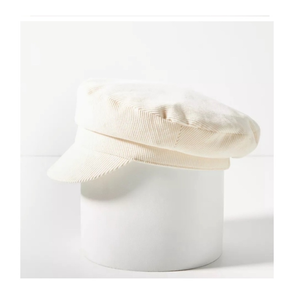 Anthropologie Hat | Corduroy Newsboy Cap | One Size | Cream-White